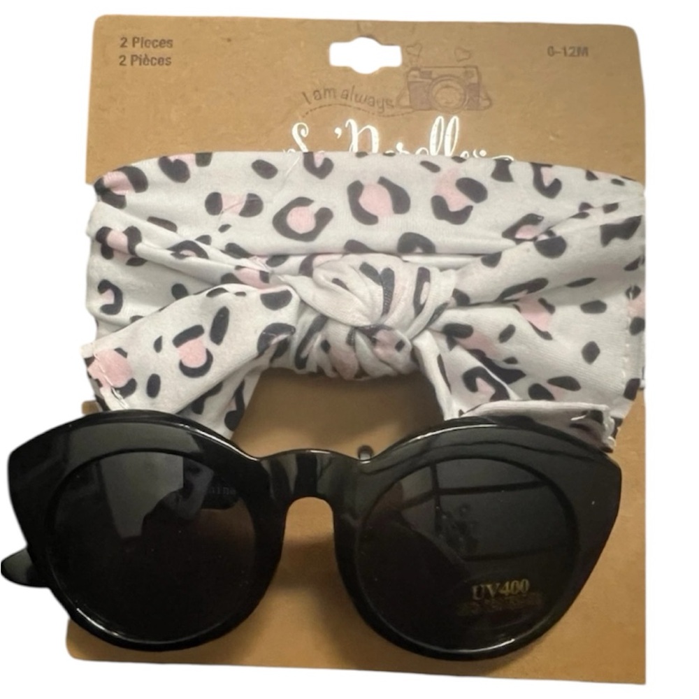 So Dorable Girls' 2-Piece Leopard Print Headband and Sunglasses Set - Size 0-12